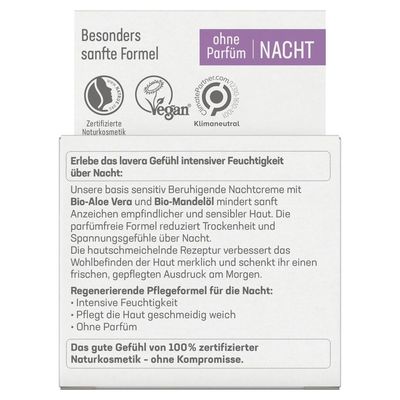LAVERA basis sensitiv beruhigende Nachtcreme Bio-Aloe Vera &amp; Bio-Mandelöl